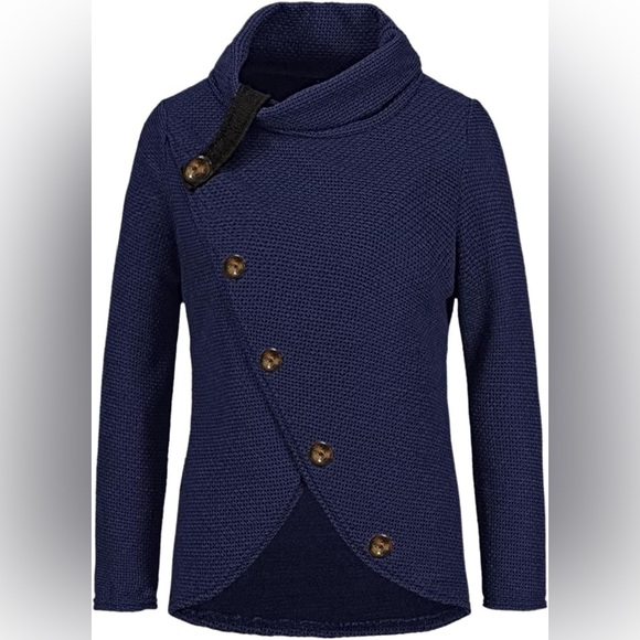 Long Sleeve Waffle Knit Cowl Neck Sweater - Picture 6 of 11